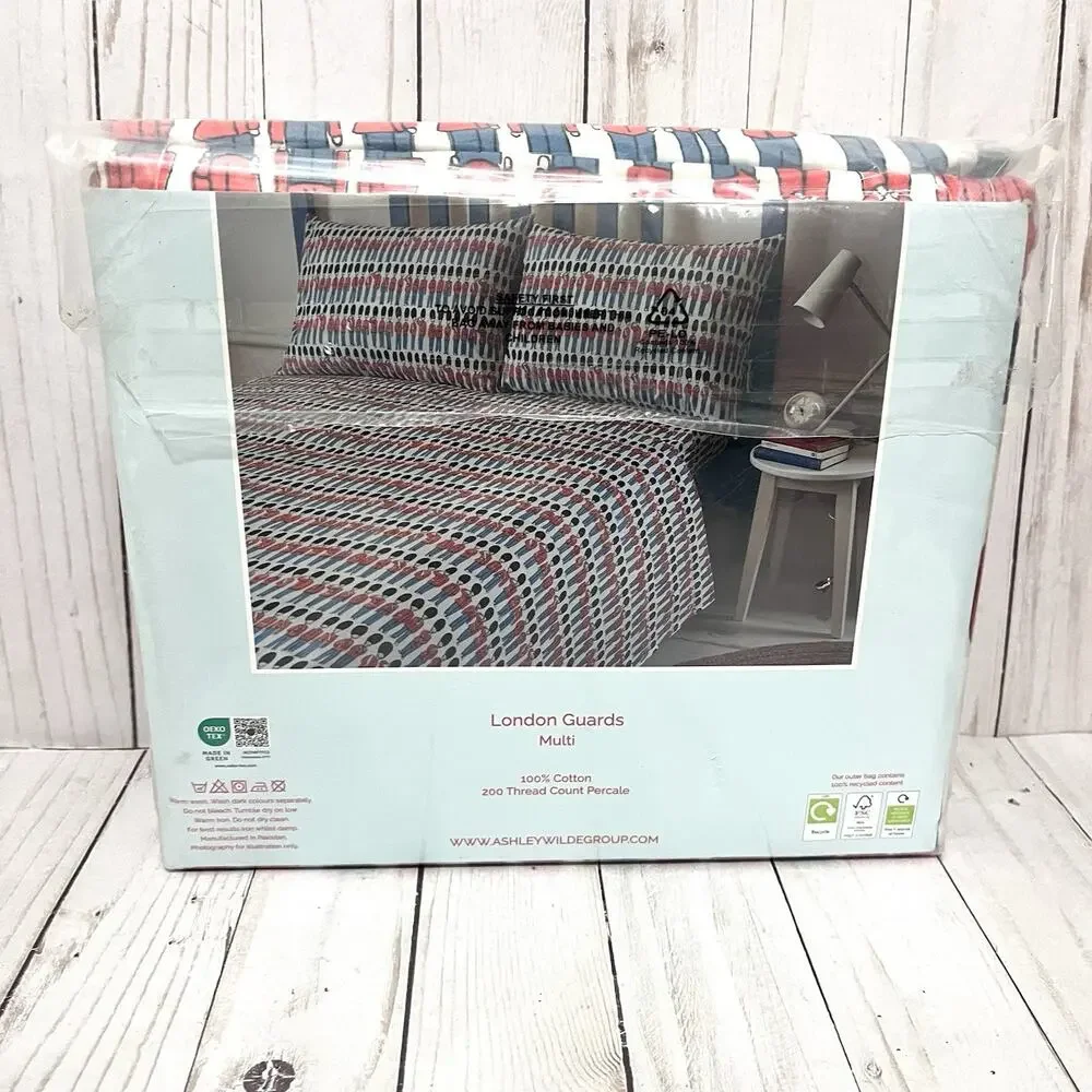 NEW Cath Kidston King Sheet Set 4pc London Guards Print 100% Cotton 200 Thread